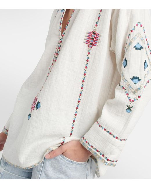 Isabel Marant White Clarisa Embroidered Blouse