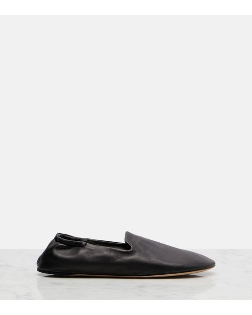 The Row Gray Casa Leather Slippers