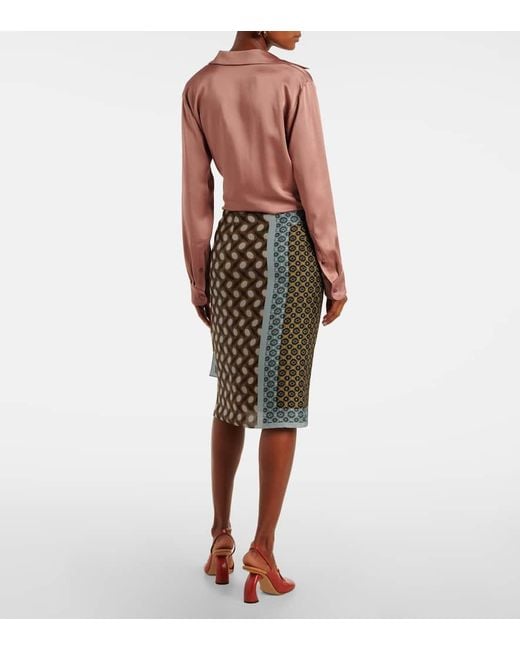 Dries Van Noten Multicolor Printed Silk Wrap Skirt