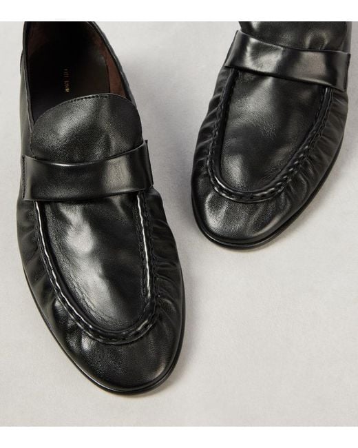 The Row Black Loafers Aus Leder