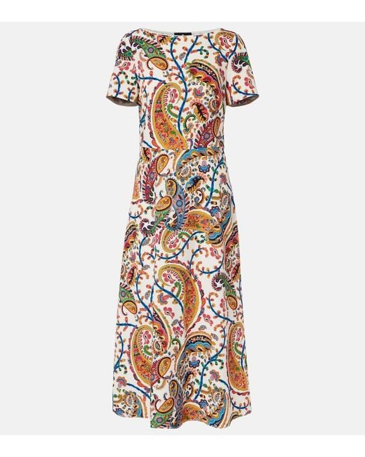 Etro White Printed Midi Dress