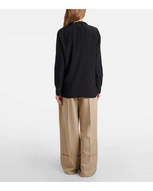 Victoria Beckham Black Ruffled Silk Blouse