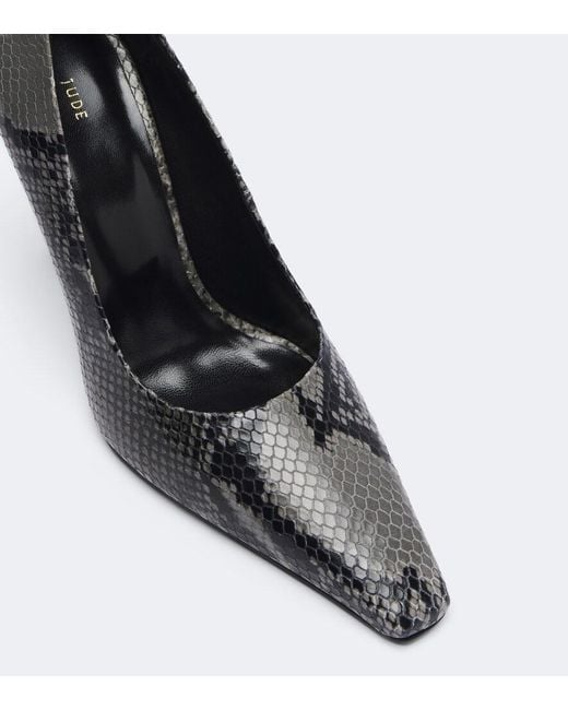 Jude Black Fame Snake-Effect Leather Pumps