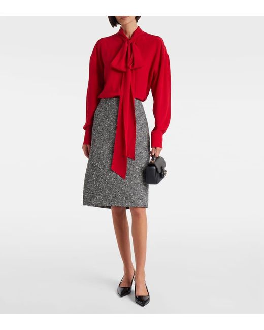 Gucci Gray Wool-Blend Midi Skirt