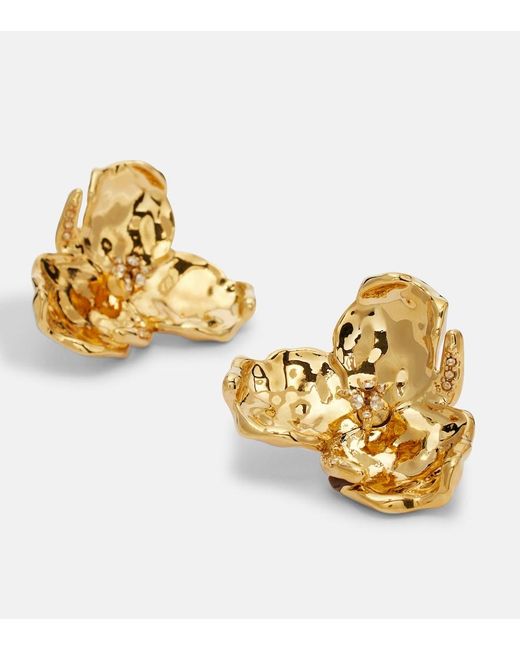 Oscar de la Renta Metallic Blossom Crystal-Embellished Earrings