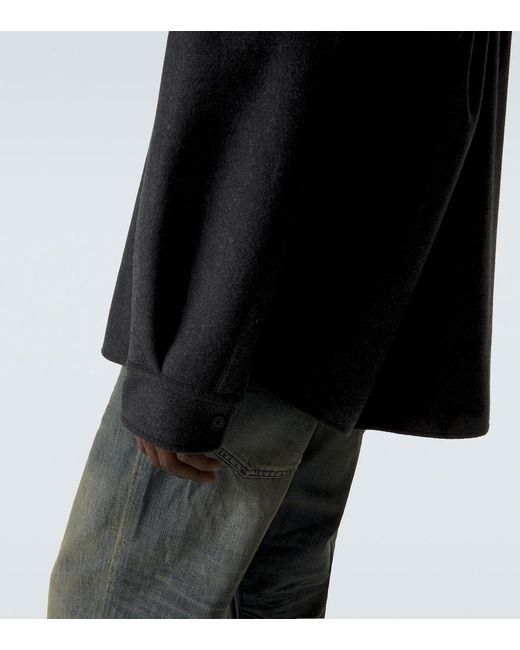 Balenciaga Blue Wool-Blend Zip-Up Overshirt for men