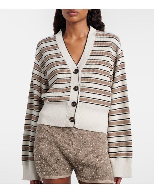 Brunello Cucinelli Multicolor Striped Cotton-Blend Cardigan