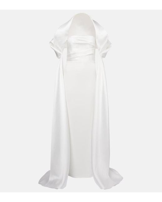 Solace London White Vera Satin Bustier Gown