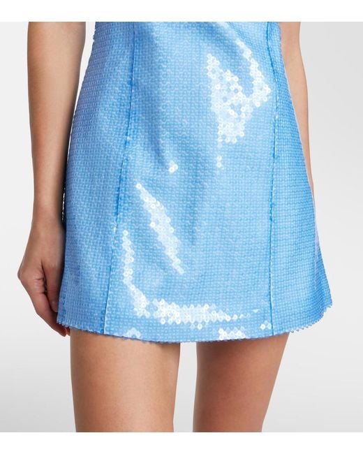 ShuShu/Tong Blue Sequined Halterneck Minidress