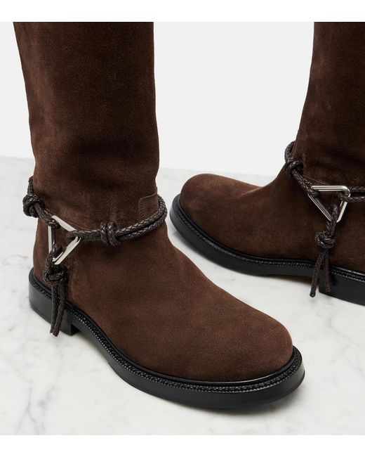 Bottega Veneta Brown James Knot Suede Knee-High Boots