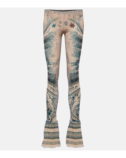 Jean Paul Gaultier Blue Printed Jersey Flared leggings