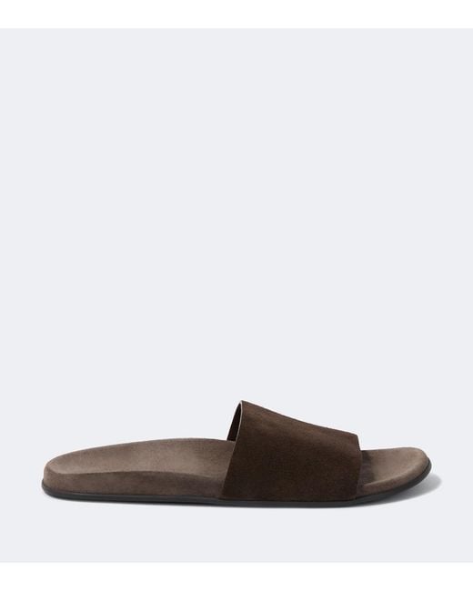The Row Brown Hugh Suede Slides for men