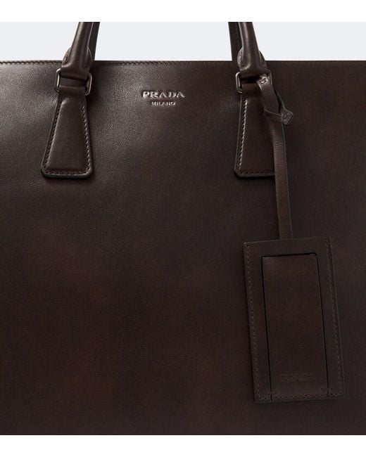 Prada Brown Leather Briefcase for men