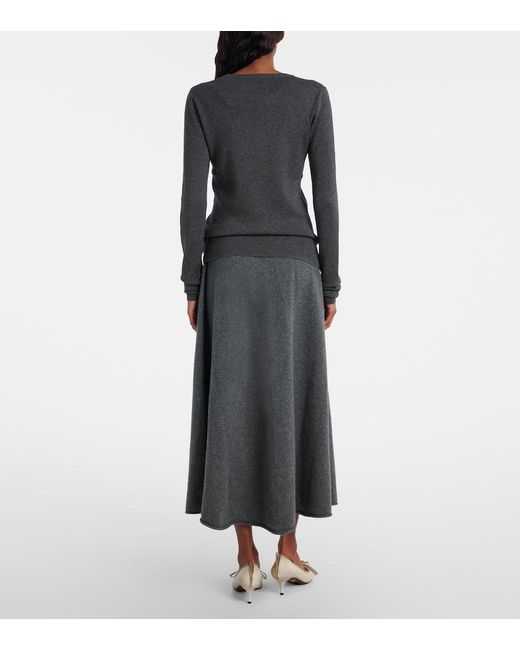 Extreme Cashmere Gray N°388 Ease Cashmere-Blend Maxi Skirt