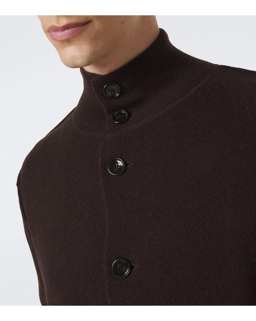 Allude Black Knitted Wool And Cashmere Cardigan for men