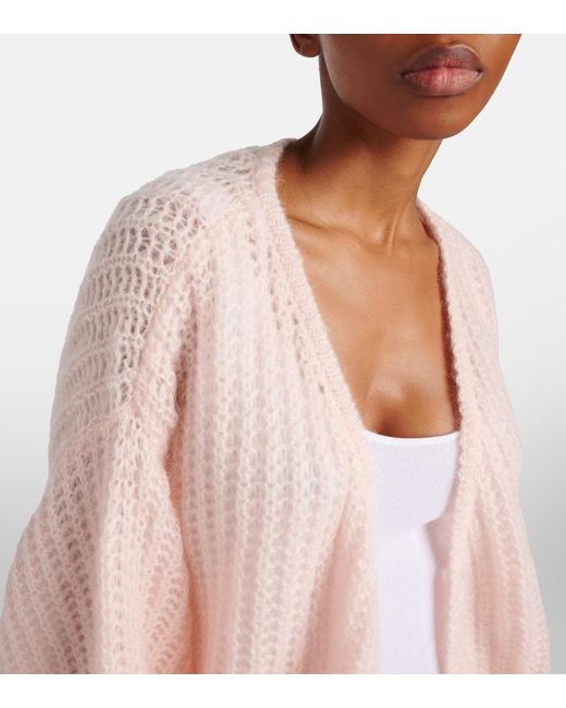 Totême Pink Open-Knit Oversized Mohair-Blend Cardigan