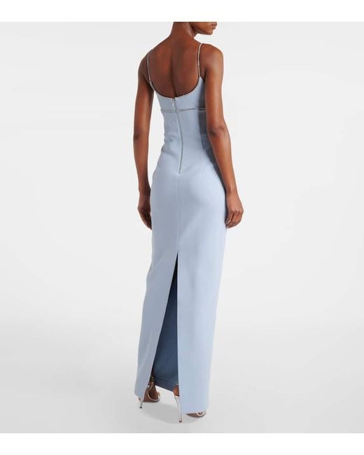 Rebecca Vallance Blue Bow-Detail Embellished Crepe Gown