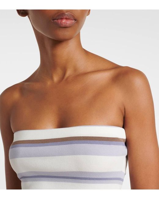 Faithfull The Brand Blue Citara Striped Cotton-Blend Tube Top