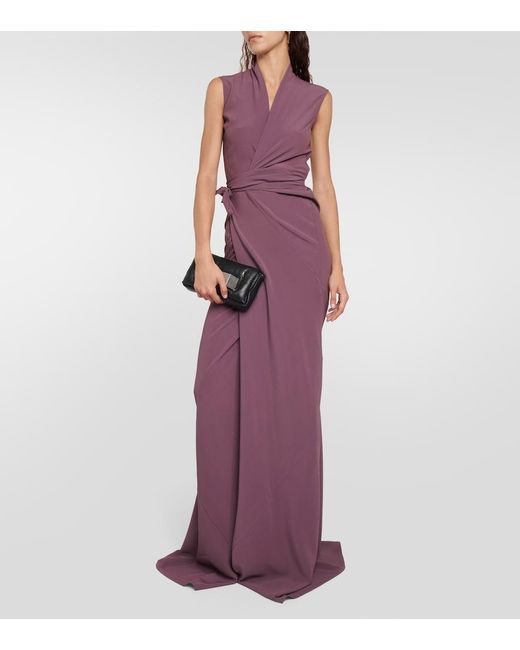 Rick Owens Purple V-neck Wrap Sleeveless Gown
