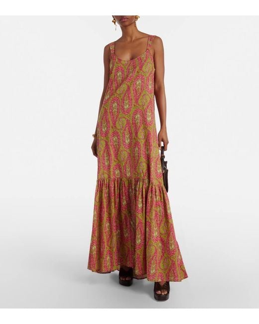 Etro Brown Printed Cotton Maxi Dress