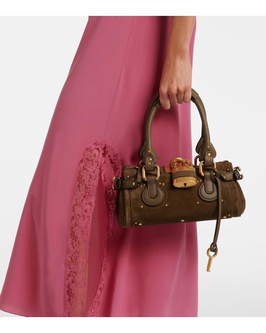 Chloé Brown Paddington Small Suede Shoulder Bag