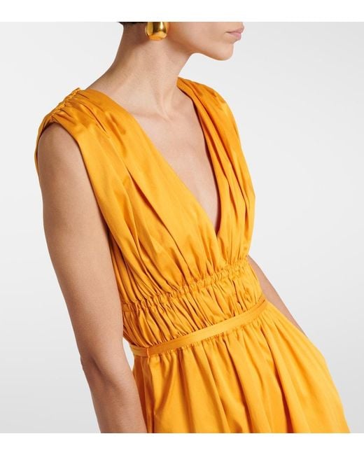 Altuzarra Yellow Fiona Ruched Cotton-Blend Midi Dress