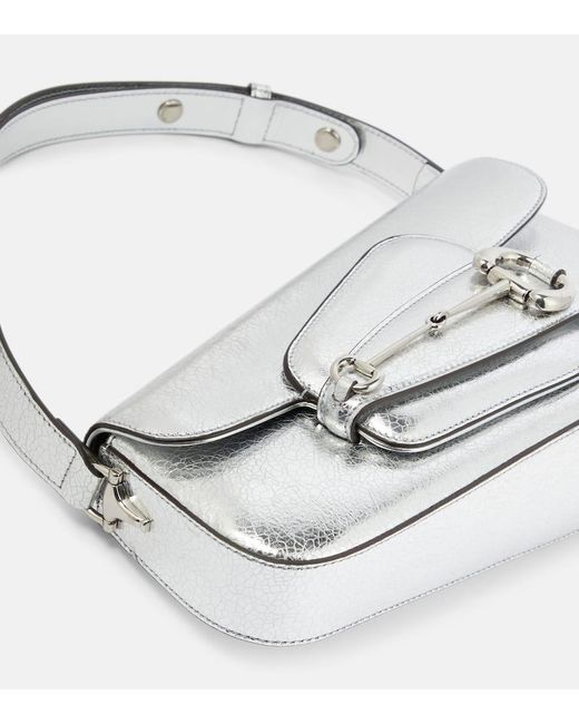 Gucci Schultertasche Horsebit 1955 aus Metallic-Leder