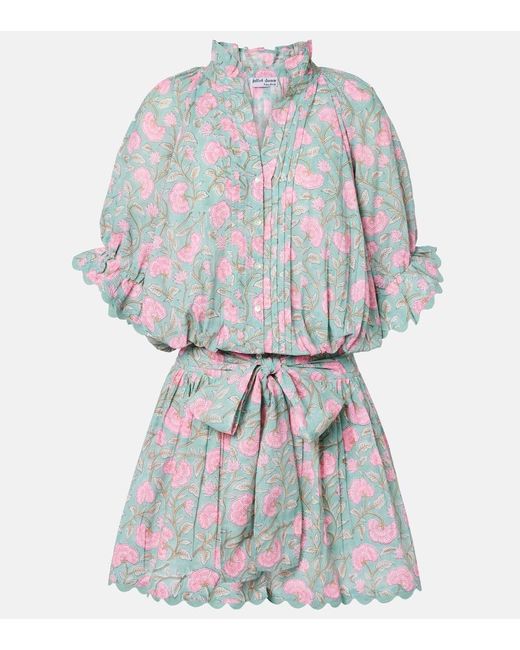 Juliet Dunn Women's Blue Floral Cotton Minidress