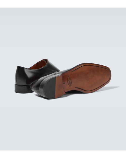 Tod's Black Leather Monk Strap Shoes for men