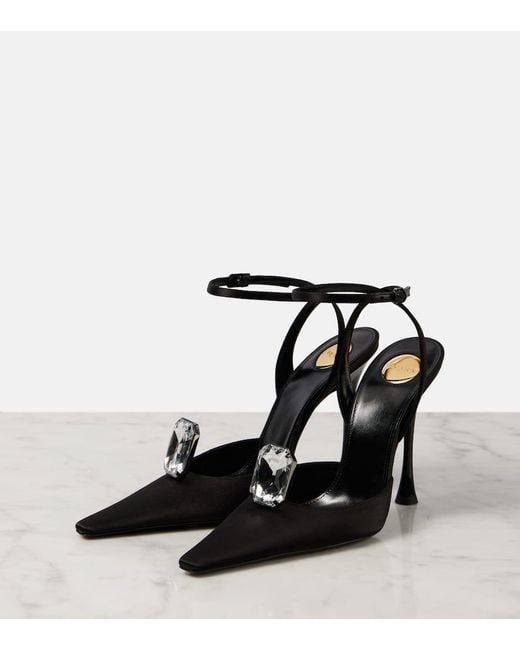Saint Laurent Harlow 110 Satin Crepe Slingback Pumps in