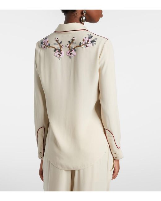 Isabel Marant Natural Yzea Beaded Cady Shirt