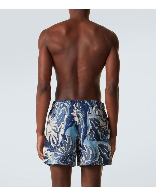 J.W. Anderson Blue Floral Cotton Swim Trunks for men