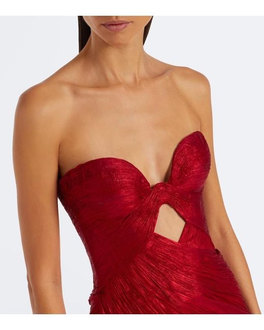 Maria Lucia Hohan Red Zephyra Metallic Silk Corset Gown