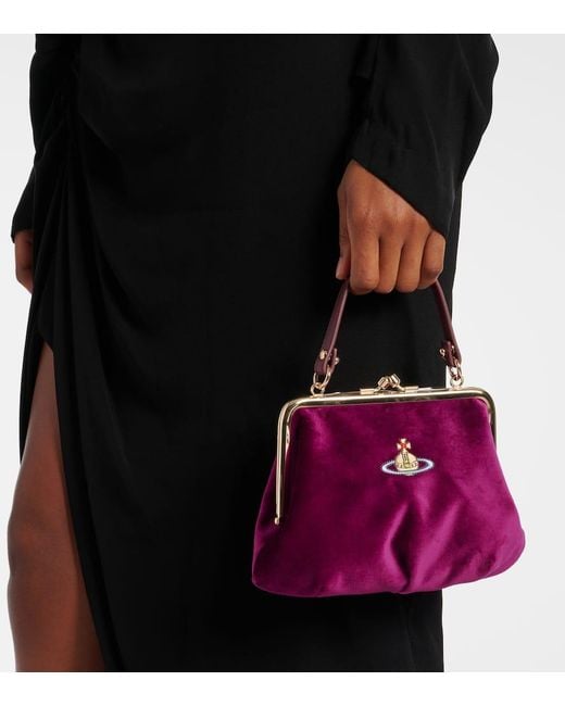 Vivienne Westwood Granny Frame Orb Velvet Tote Bag in Purple