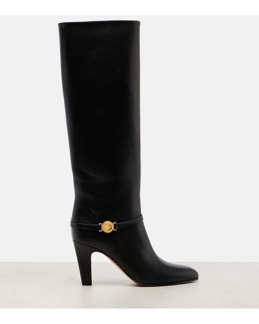 Chloé Black Eve 85 Leather Knee-High Boots