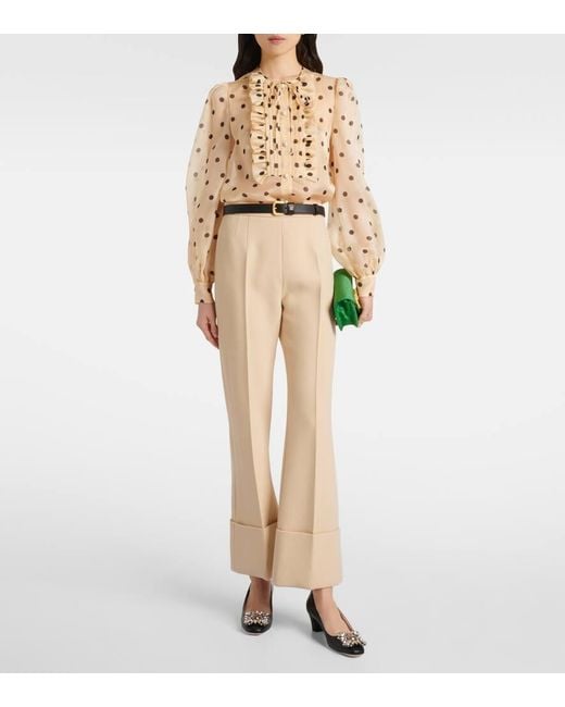 Valentino Natural Polka-Dot Silk Organza Blouse