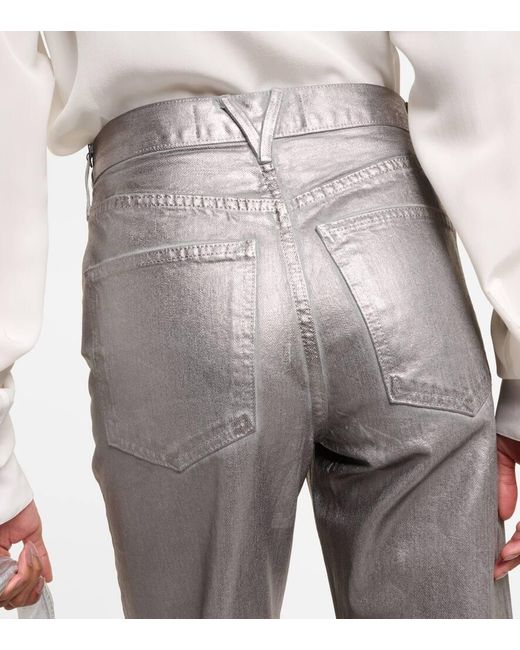 Veronica Beard Gray High-Rise Straight Jeans Daniela