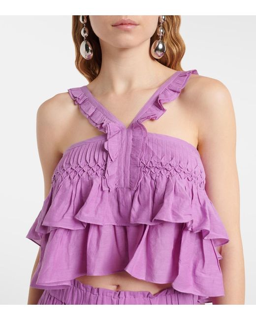 Isabel Marant Purple Daliana Cotton-Blend Top