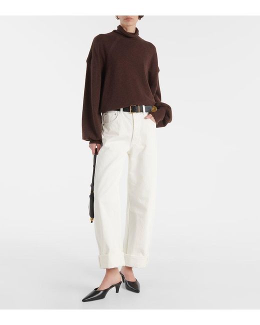 Citizens of Humanity White Ayla Mid-Rise Wide-Leg Jeans