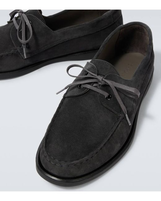 Saman Amel Black City Moc Suede Boat Shoes for men