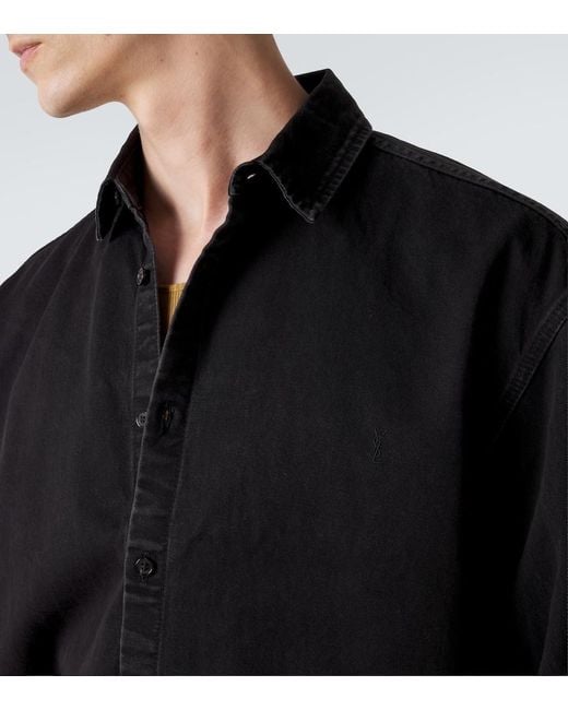 Saint Laurent Blue Cassandre Denim Shirt for men