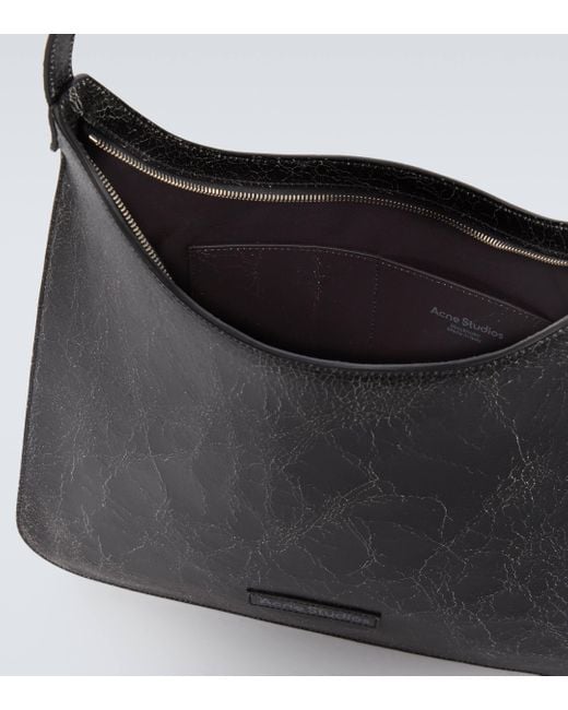 Acne Black Platt Distressed Leather Shoulder Bag for men