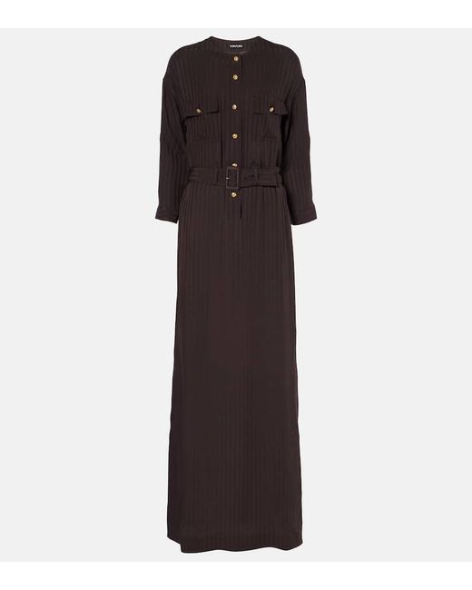 Tom Ford Brown Striped Belted Shirt Dress