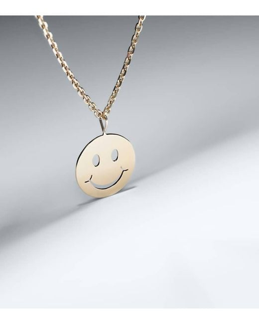 Sydney Evan Halskette Happy Face Aus 14Kt Gelbgold in White für Herren