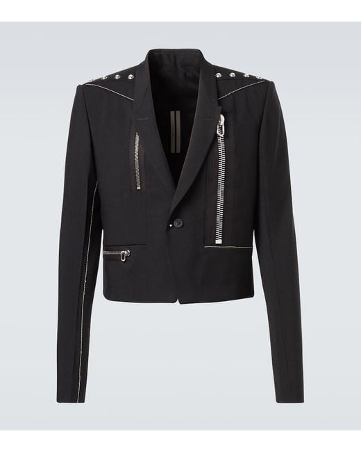Rick Owens Black Alice Studded Virgin Wool Blazer for men