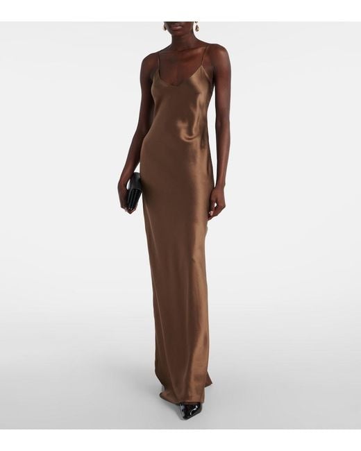 Nili Lotan Brown Cami Silk Charmeuse Slip Dress