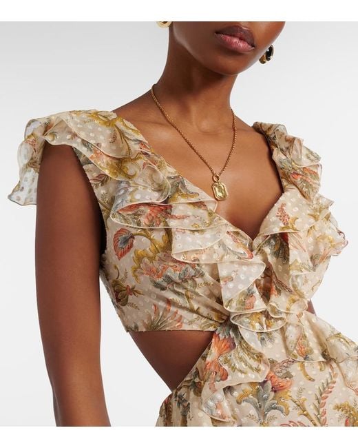 Etro Natural Printed Silk-Blend Maxi Dress