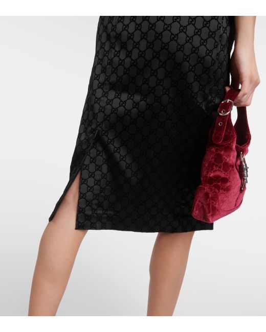 Gucci Black GG Silk Duchesse Midi Skirt