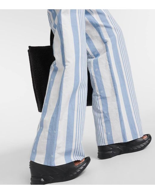 Pantalones anchos 4G de algodon y lino Givenchy de color Blue
