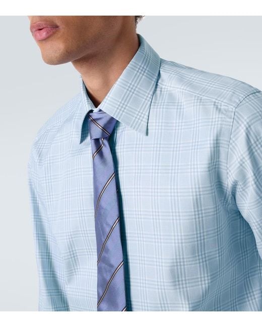 Camisa De Algodon A Cuadros Tom Ford de hombre de color Blue